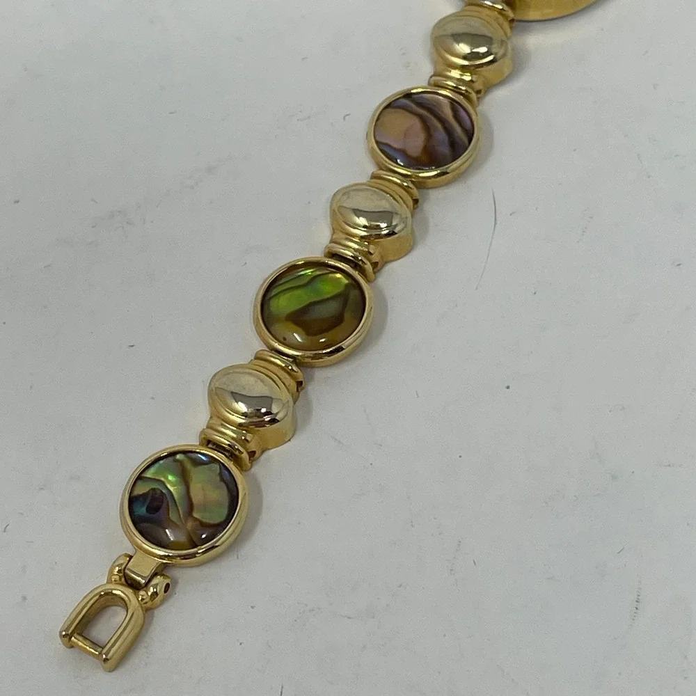 Vintage Gold Tone Abalone Shell Dial Japan Movt Watch Vienna Model‎ SQ387